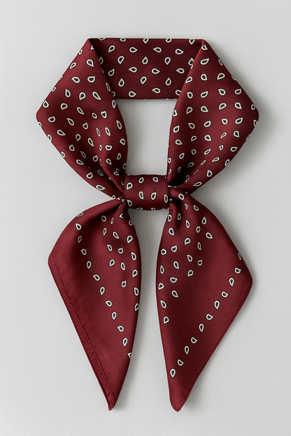 Elegant Burgundy Droplet Silk-Like Scarf