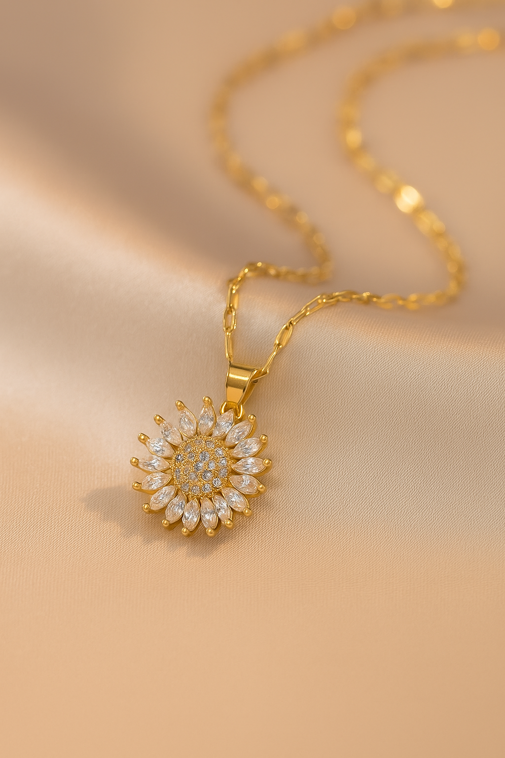 Sunflower Rotating Necklace – Stainless Steel