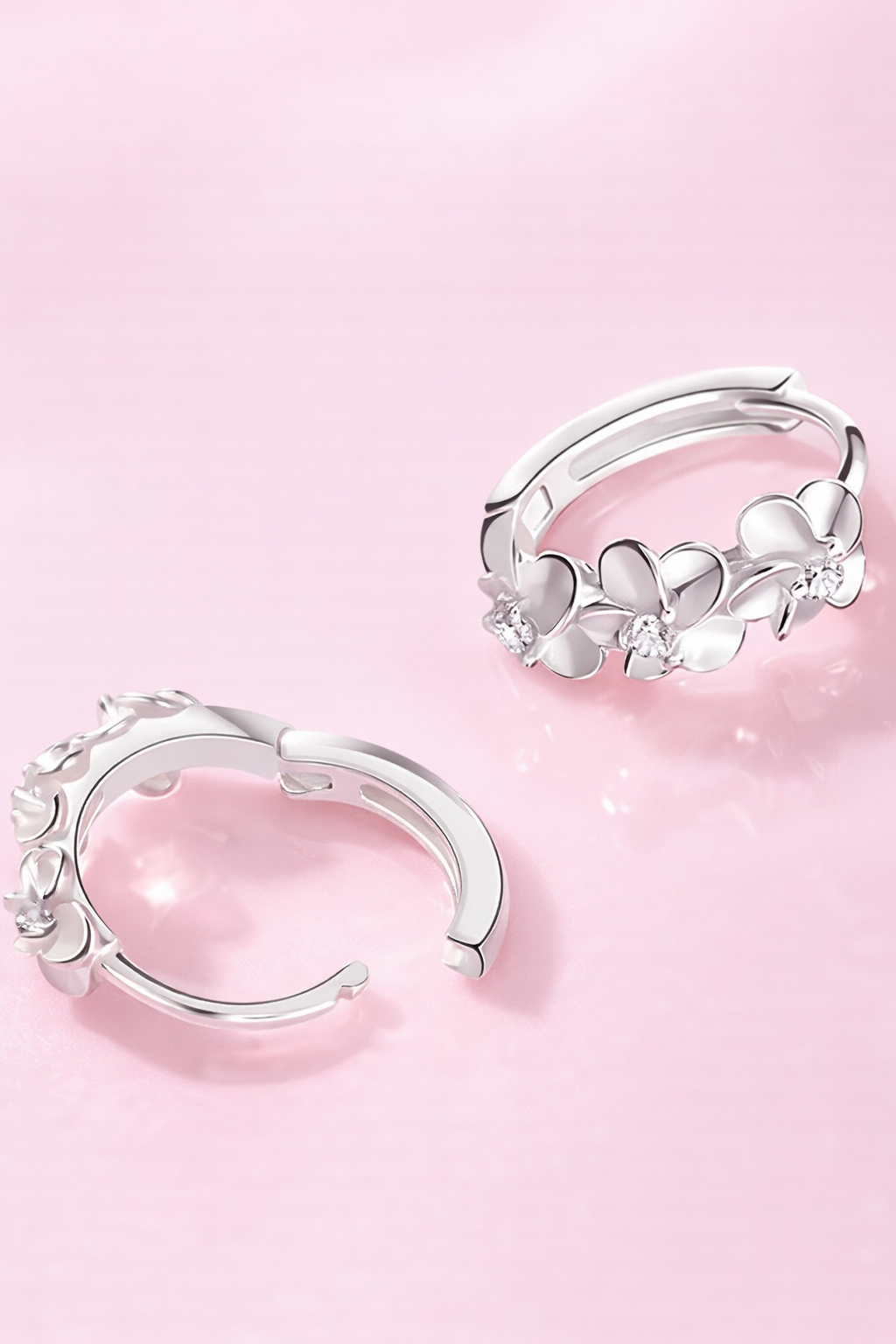 Blooming Rose Hoop Earrings – Sterling Silver 925