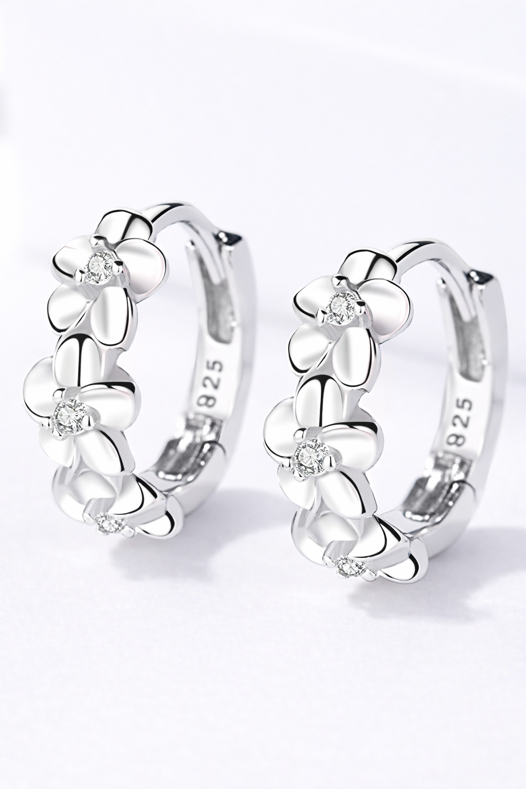 Blooming Rose Hoop Earrings – Sterling Silver 925