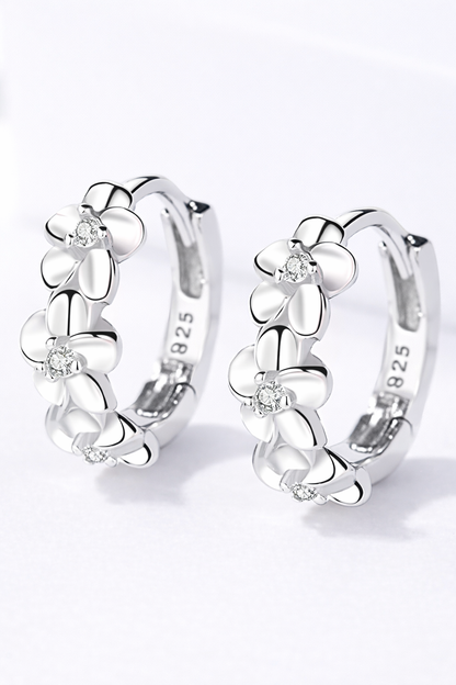 Blooming Rose Hoop Earrings – Sterling Silver 925