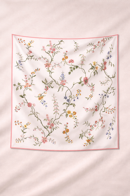 Camellia Bloom 100% Silk Luxury Scarf for Women – Elegant Hair & Neck Accessory