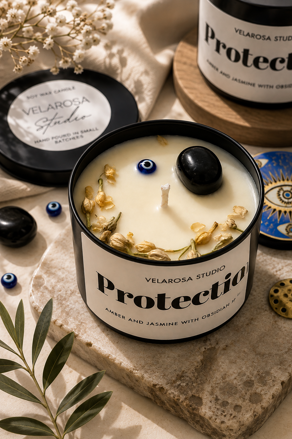 Protection Candle – Amber and Jasmine Aromatherapy