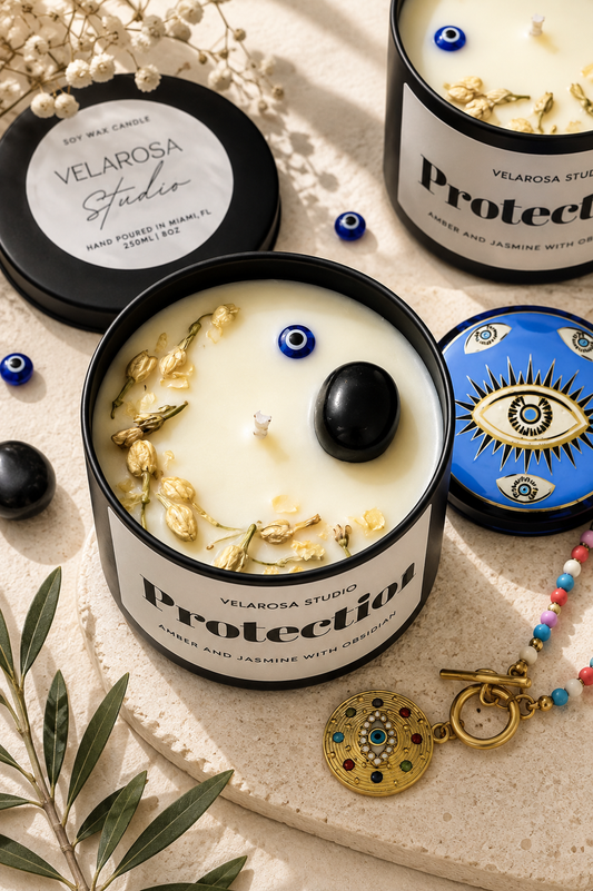 Protection Candle – Amber and Jasmine Aromatherapy