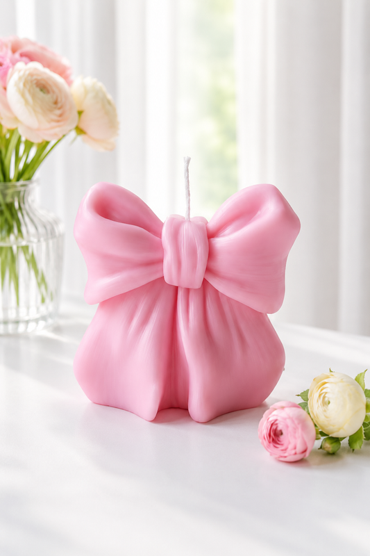 Ribbon Bow Sculptural Soy Candle
