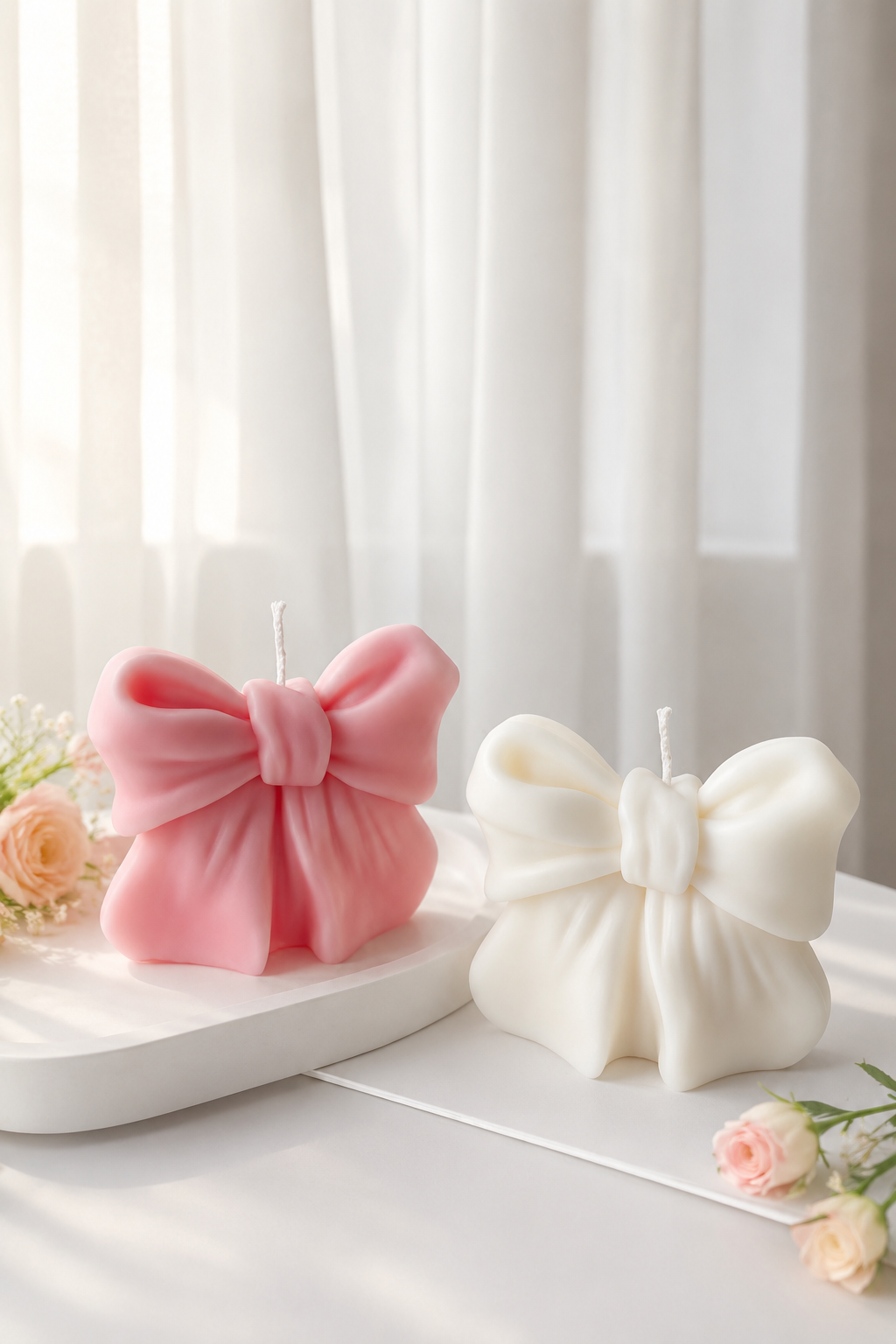 Ribbon Bow Sculptural Soy Candle
