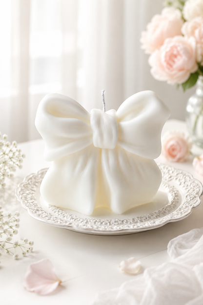 Ribbon Bow Sculptural Soy Candle