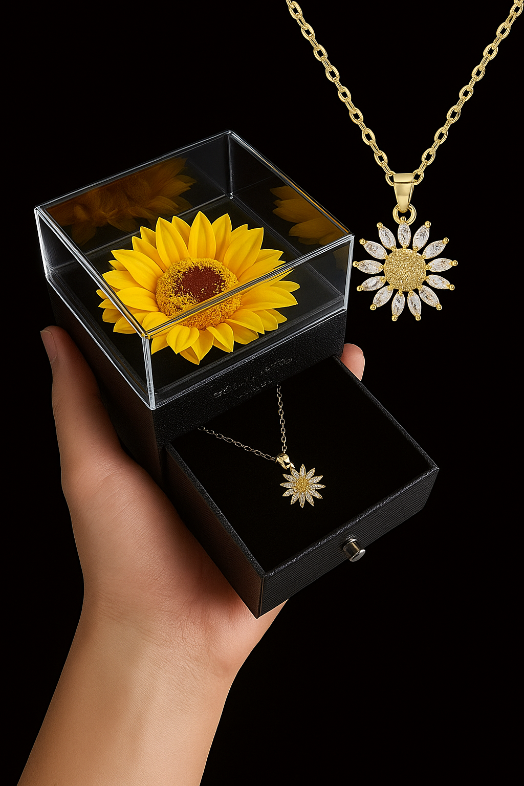 Sunflower Gift Box Necklace