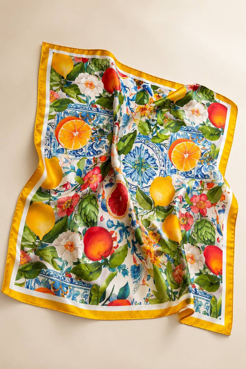 Amalfi Citrus Silk Scarf