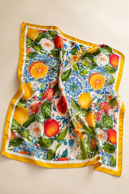 Amalfi Citrus Silk Scarf