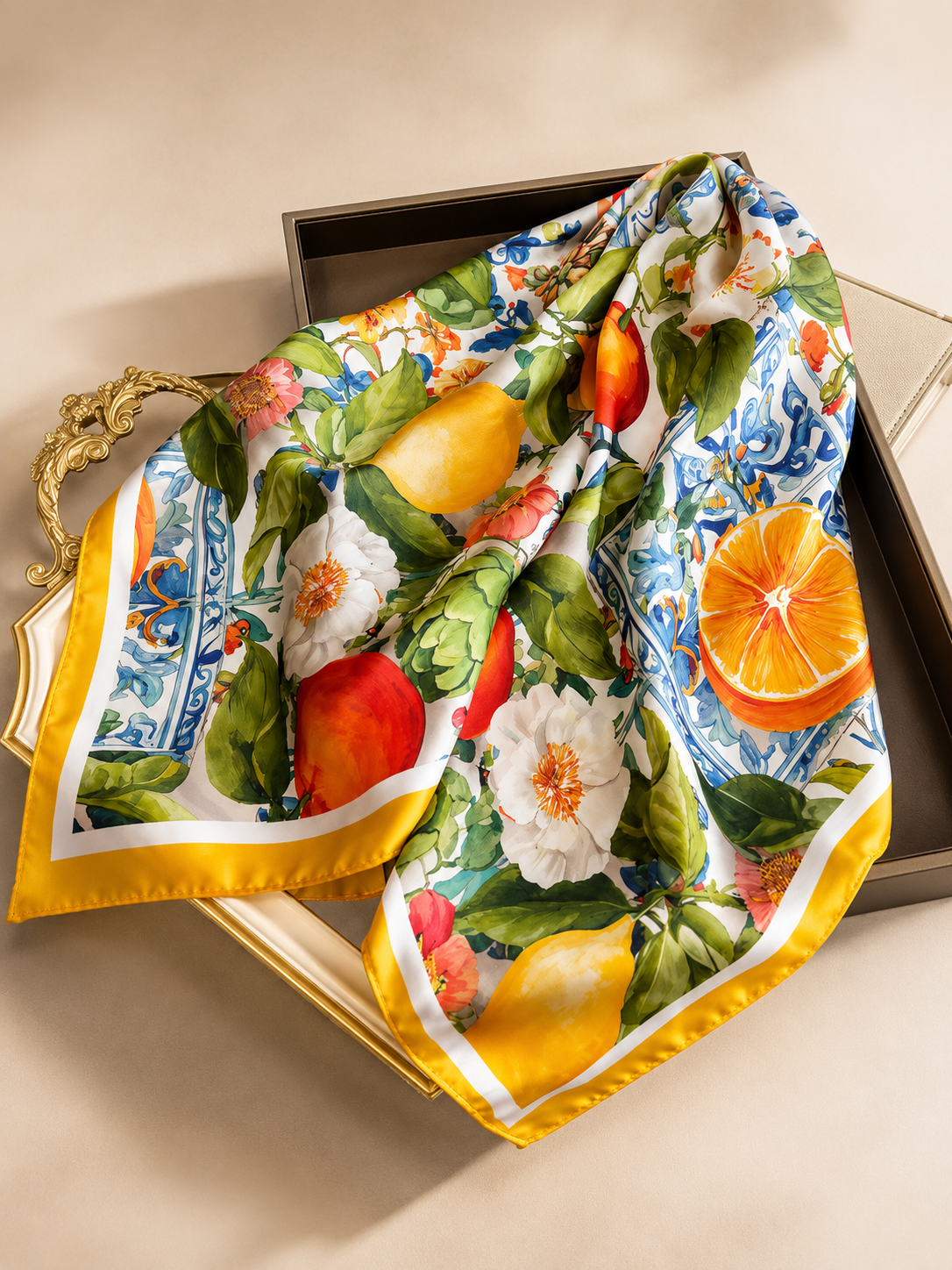 Amalfi Citrus Silk Scarf