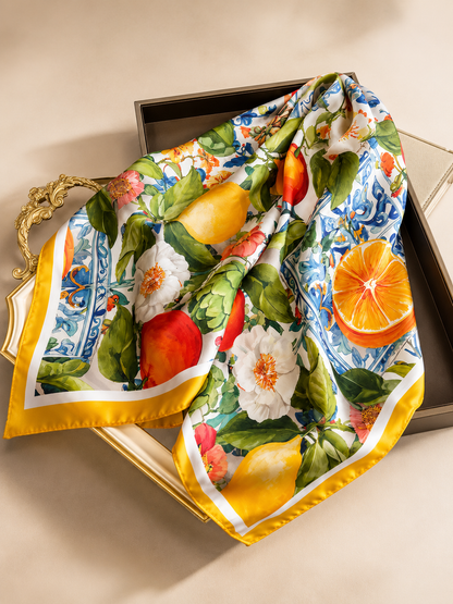 Amalfi Citrus Silk Scarf