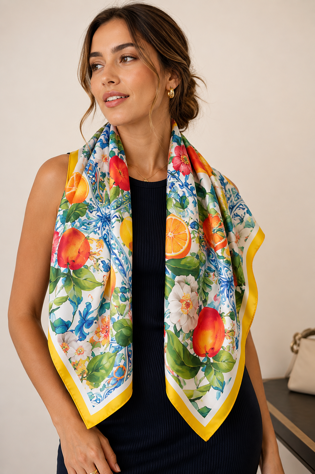 Amalfi Citrus Silk Scarf