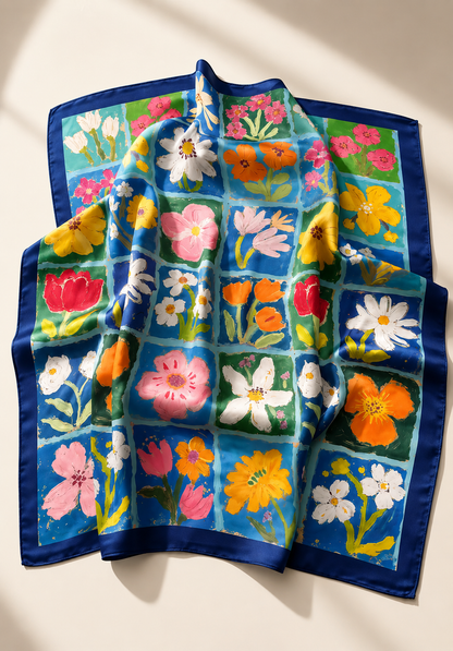 Botanical Mosaic Silk Scarf