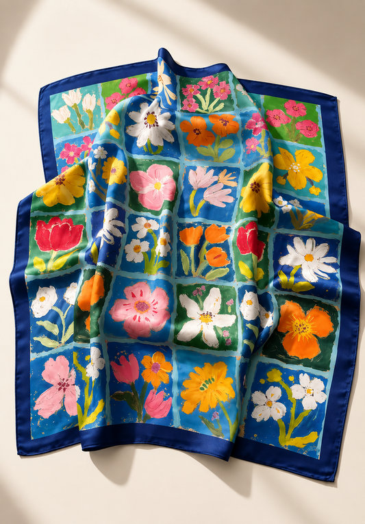 Botanical Mosaic Silk Scarf