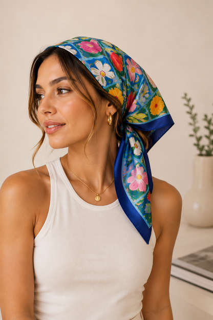 Botanical Mosaic Silk Scarf
