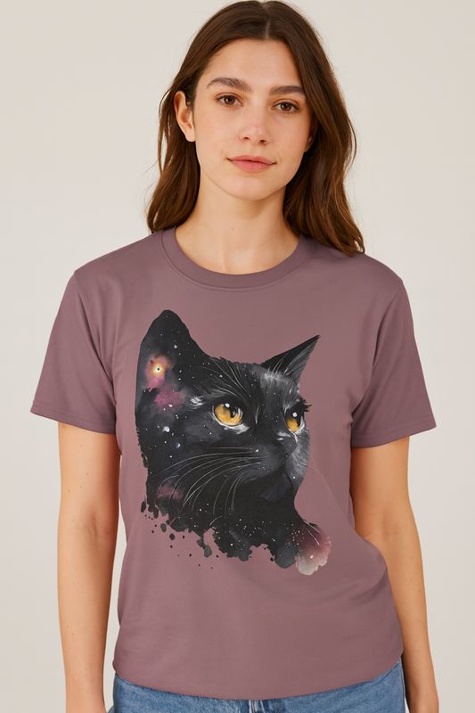 Galaxy Black Cat Unisex T-Shirt – Cosmic Cat Art Tee