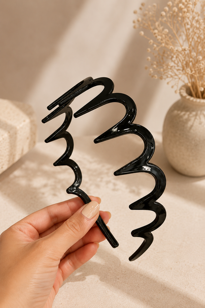 Sculptural Wave Headband – Glossy Non-Slip Hair Accessory