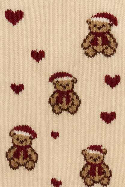 Holiday Teddy Heart Ruffle Socks