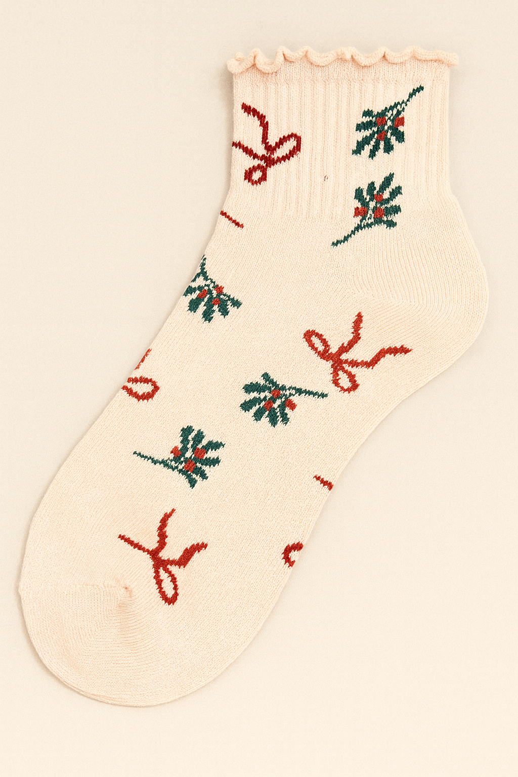 Mistletoe & Ribbon Holiday Ruffle Socks