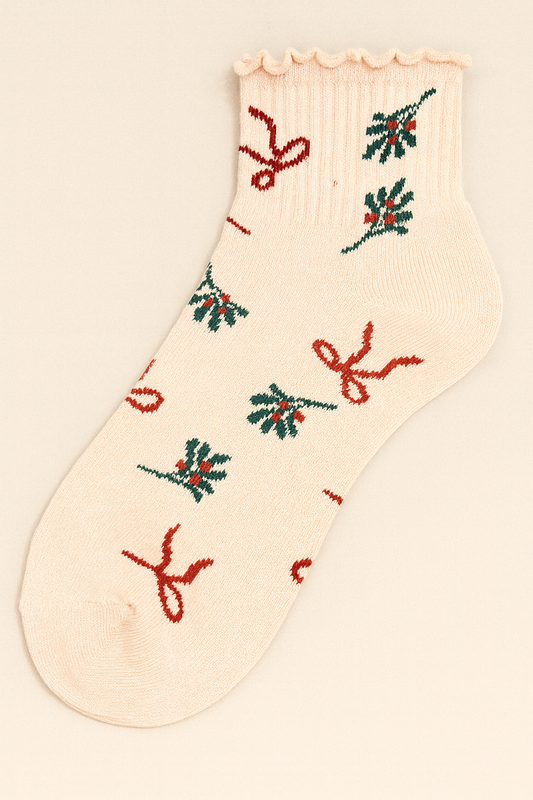 Mistletoe & Ribbon Holiday Ruffle Socks