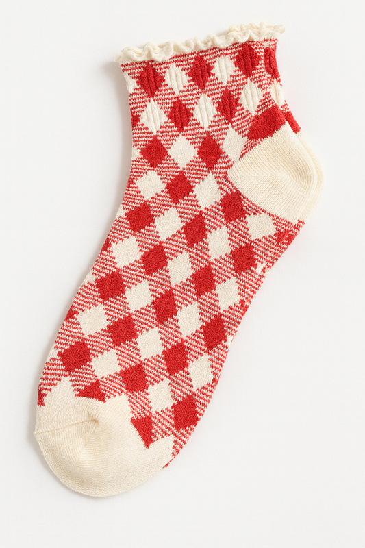Gingham Cozy Ruffle Socks