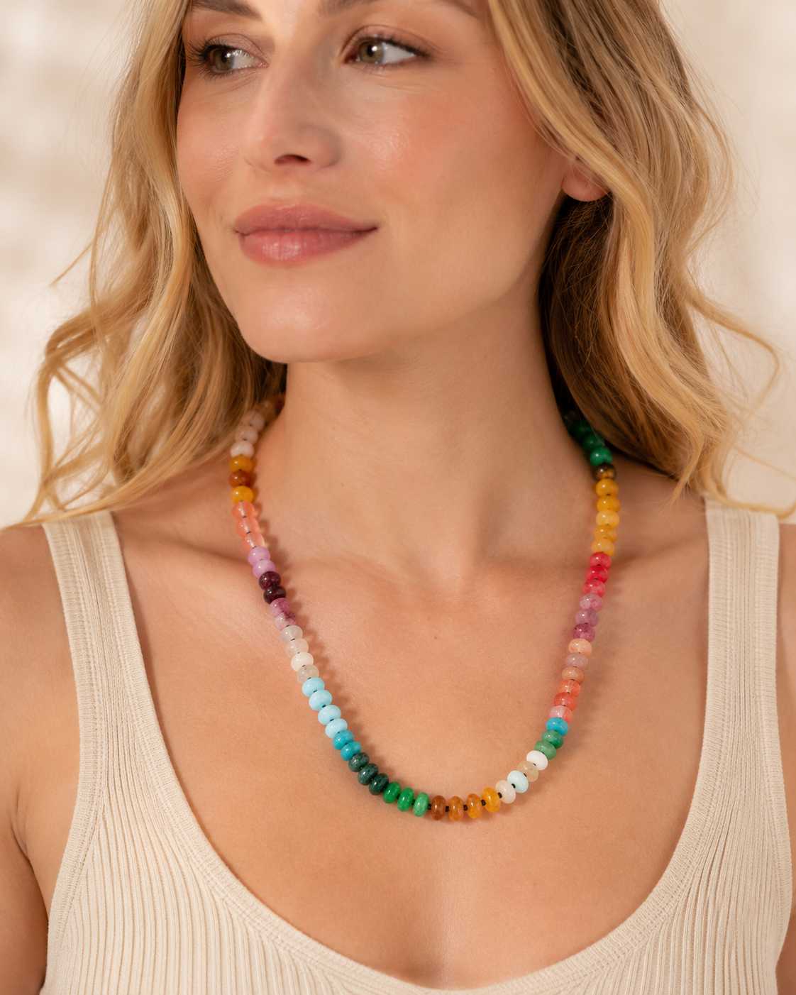 Natural Agate Beaded Necklace
