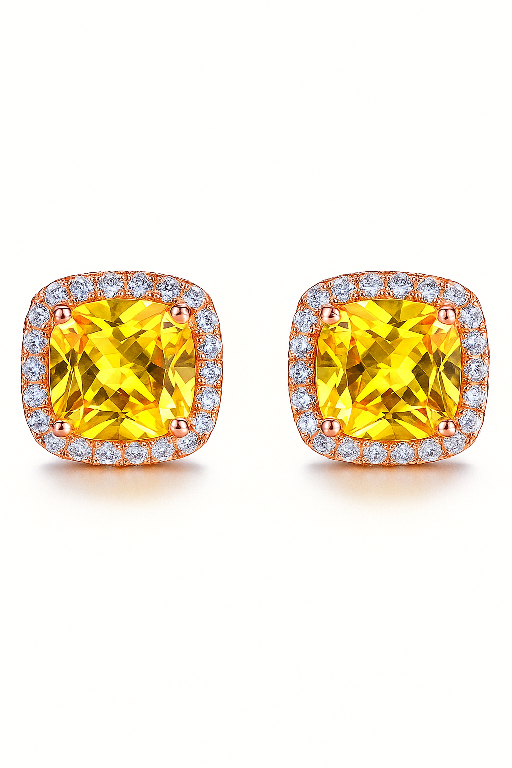 Radiant Halo Gemstone Stud Earrings
