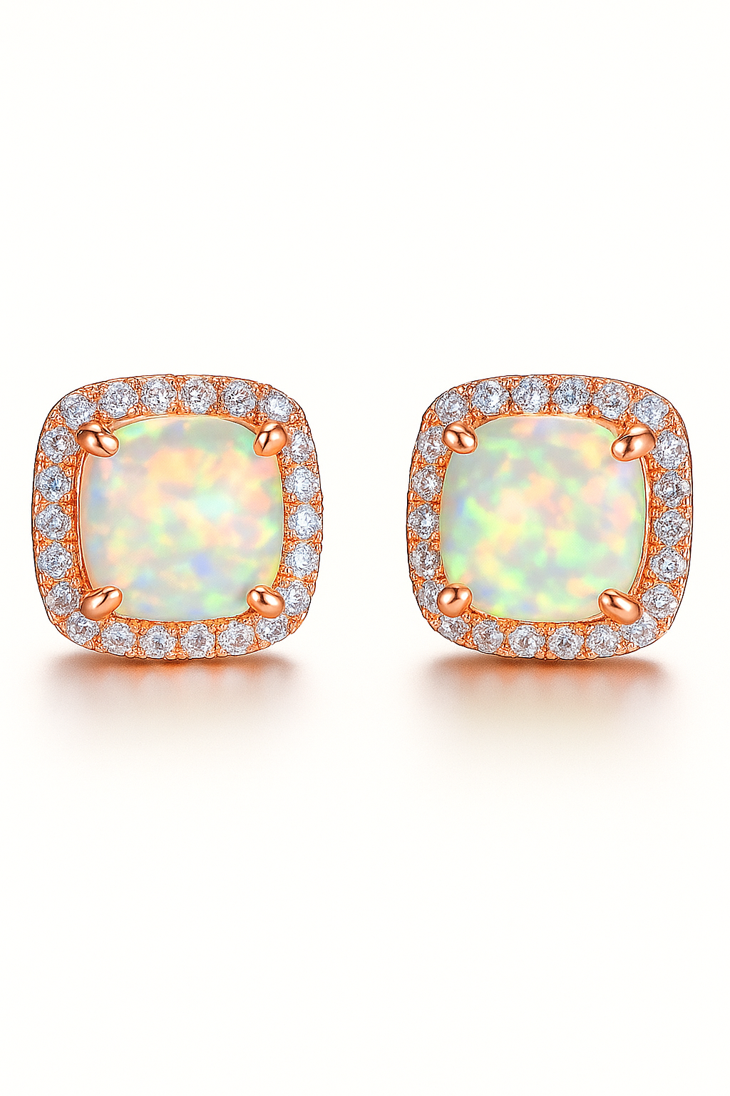 Radiant Halo Gemstone Stud Earrings