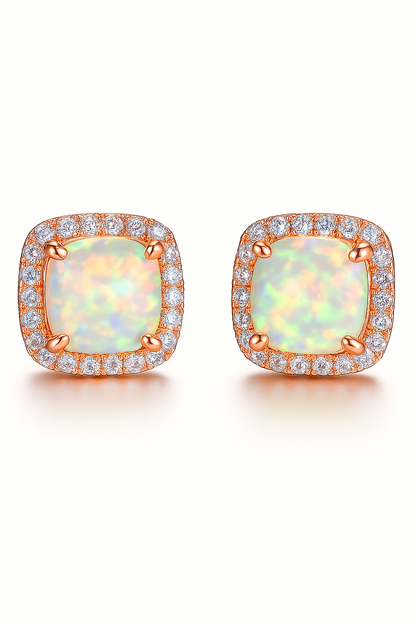 Radiant Halo Gemstone Stud Earrings