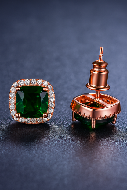 Radiant Halo Gemstone Stud Earrings