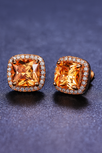 Radiant Halo Gemstone Stud Earrings