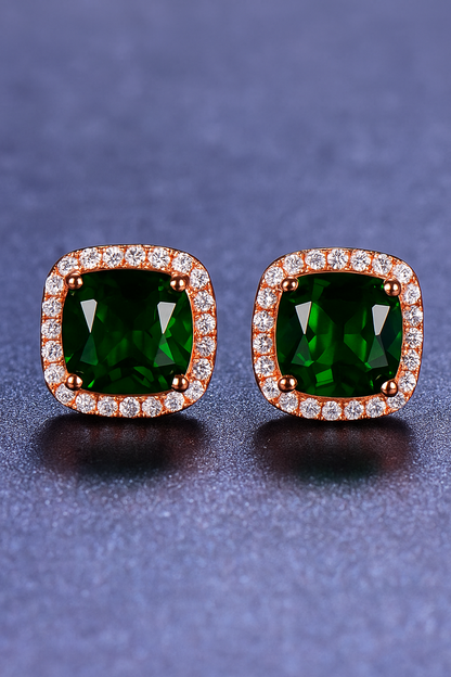 Radiant Halo Gemstone Stud Earrings