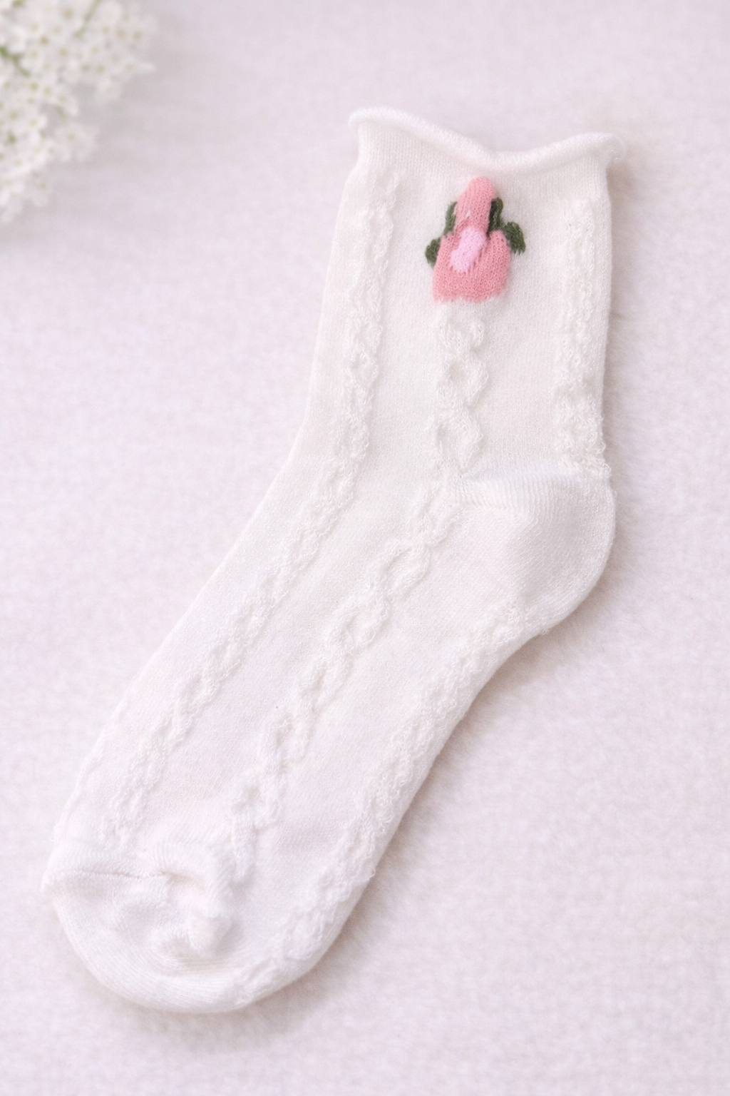 Rosette Lace Mid-Calf Socks