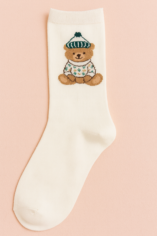 Teddy Bear Knit Winter Socks