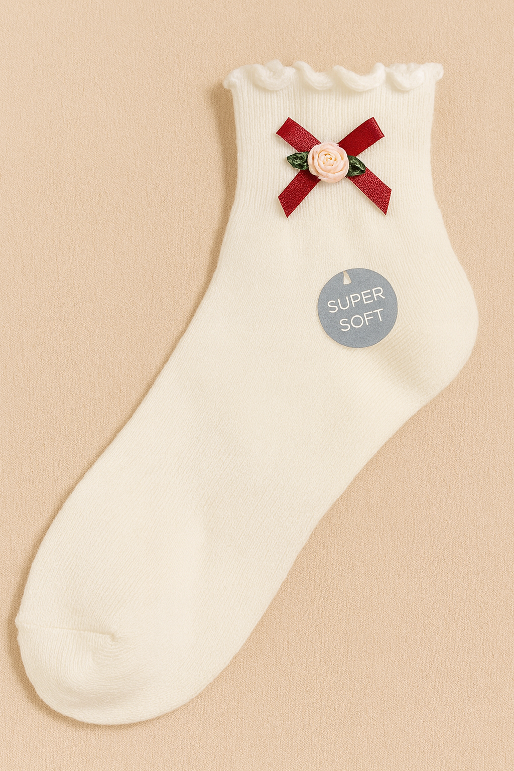 Romantic Bow Ankle Socks – Soft Ribbed Cotton