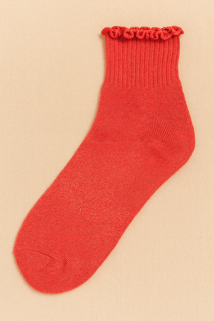 Ruffle Trim Cotton Socks