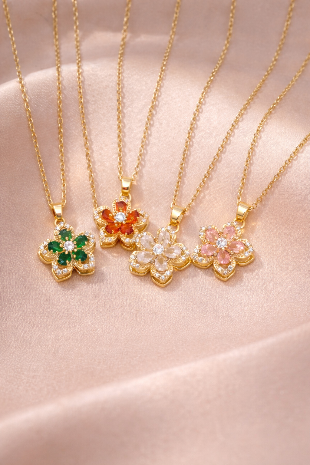 Blossom Rotating Flower Necklace – Gold Plated