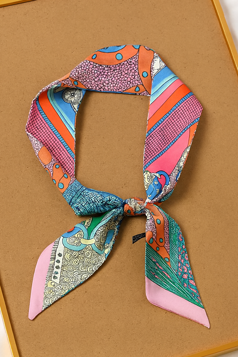 Paris Mosaic Silk Twilly Scarf