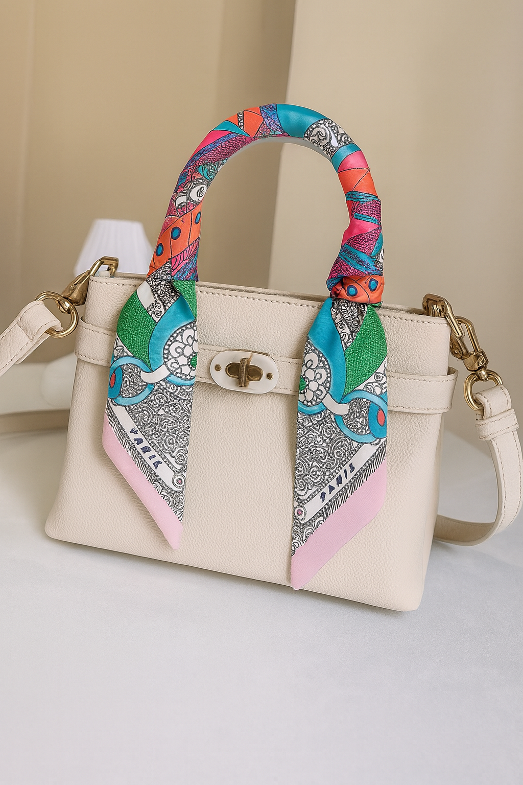 Paris Mosaic Silk Twilly Scarf