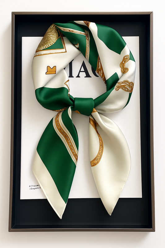 Silk Emerald Green Scarf Bandana – Square Headscarf for Women