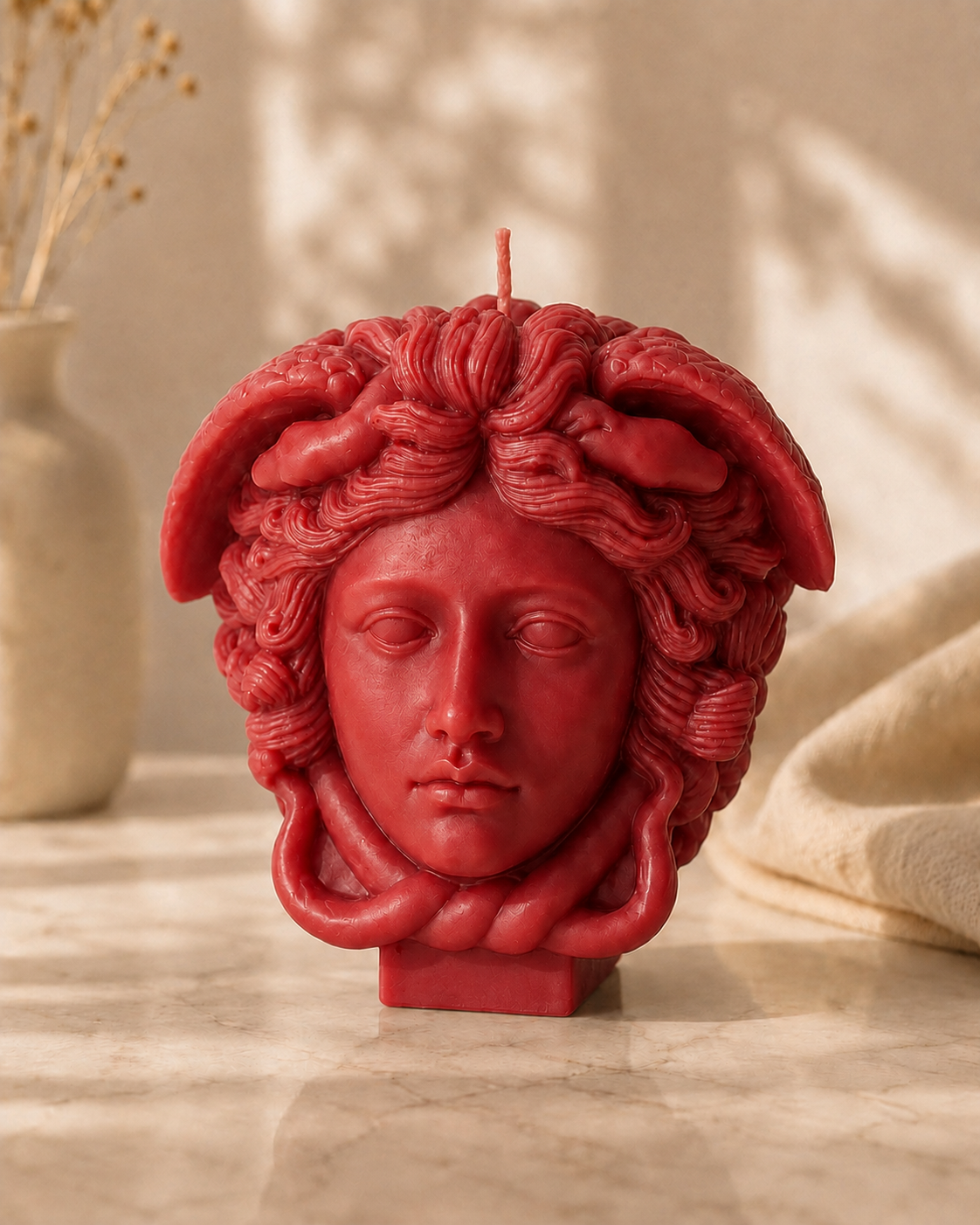 Medusa Sculptural Candle – Large Greek Goddess Decor
