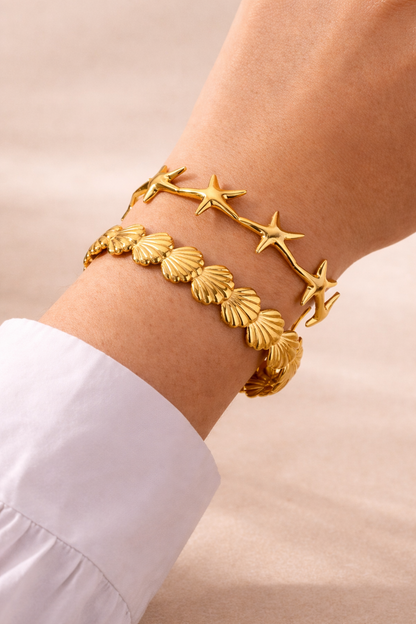 Gold Starfish Cuff  Stainless Steel Bracelet