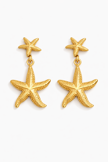 Gold Starfish Drop Earrings
