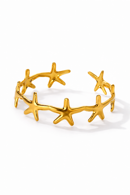 Gold Starfish Cuff  Stainless Steel Bracelet
