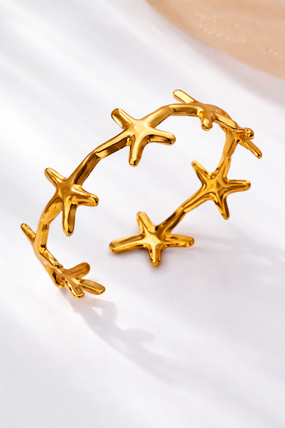 Gold Starfish Cuff  Stainless Steel Bracelet
