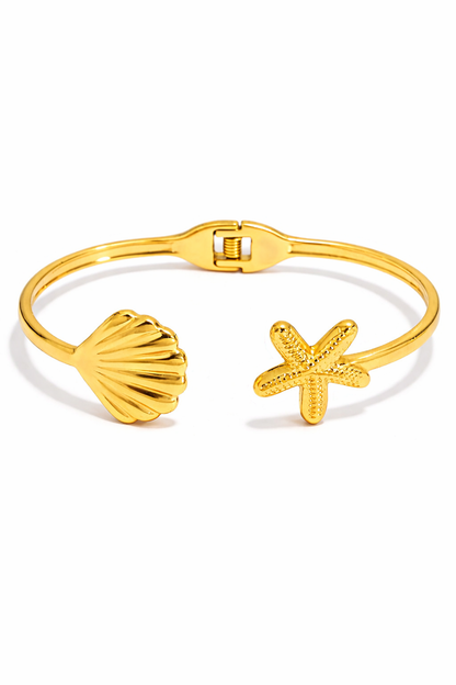 Shell & Starfish Cuff  Stainless Steel Bracelet