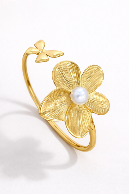 Blossom Pearl Open Cuff Bracelet