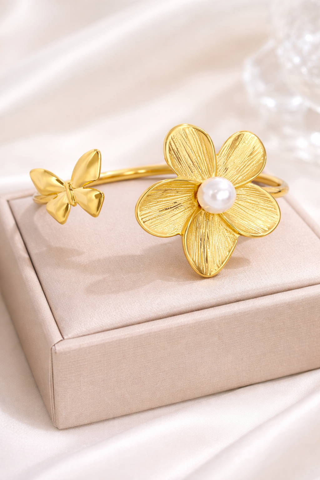 Blossom Pearl Open Cuff Bracelet