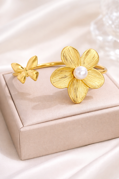 Blossom Pearl Open Cuff Bracelet